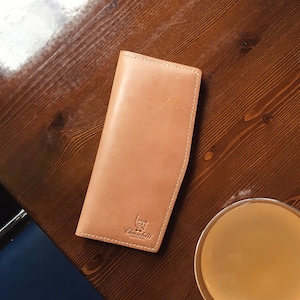 Cartera larga de cuero natural hecha a mano «Sonant» de curtido vegetal, vegtan