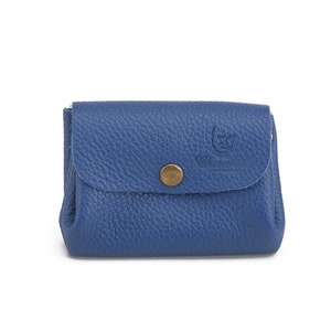 Cartera azur, Cartera para monedas, Cartera pequeña, Cartera de mujer, Cartera de cuero, Cartera de tarjeta de crédito, Regalo de cartera de cuero hecho a mano, monedero