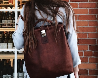 Mochila de cuero marrón, bolso marco de cuero hecho a mano, mochila mochila de cuero, mochila de cuero hecha a mano, bolso médico mochila de cuero escolar