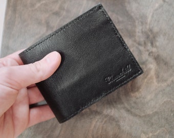 Cartera de cuero de piel de cabra bifold, cartera clásica de cuero Billfold, cartera de cuero para hombre, cartera hecha a mano, cartera cosida a mano