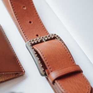 Leather Belt, Tan Belt, Men's Belt, Full Grain Leather Belt, Casual Belt, Vintage Belt, vegetable tanned belt, rust buckle belt, cowboy belt image 2