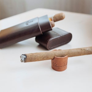 Leather cigar rest, Leather cigar holder, Leather cigar stand, cigar gifts, leather cigar prop