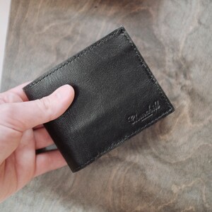 Cartera de cuero de piel de cabra bifold, cartera clásica de cuero Billfold, cartera de cuero para hombre, cartera hecha a mano, cartera cosida a mano
