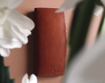 Handmade Leather brown long wallet «Sonant»