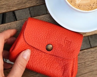 Wallet for coins, Red wallet, Small wallet,Women wallet,Leather Wallet,Credit card wallet,Handmade Leather wallet gift, coin purse