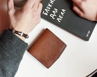 Brown leather wallet,Bifold minimalist wallet,Handmade wallet men,Wallet for husband,Travel bifold wallet,Slim wallet,Card holder