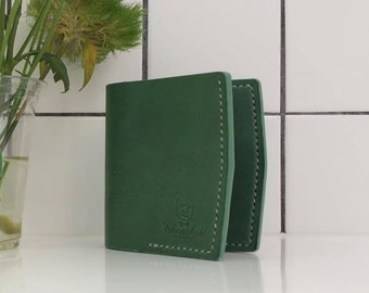 Leather Bifold green wallet,Credit card wallet,Leather clutch,Leather men wallet,Wallet gift clutch,Minimalist wallet,Wallet for men