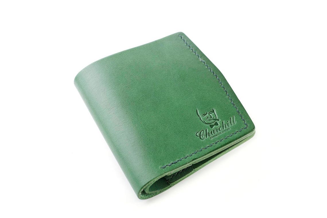 Handmade Leather Green Bifold Wallet essential 2 Etsy