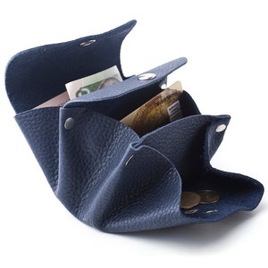 Cartera para monedas, Cartera azul marino, Cartera pequeña, Cartera mujer, Cartera de cuero, Cartera tarjeta de crédito, Cartera de cuero hecha a mano regalo, monedero imagen 4