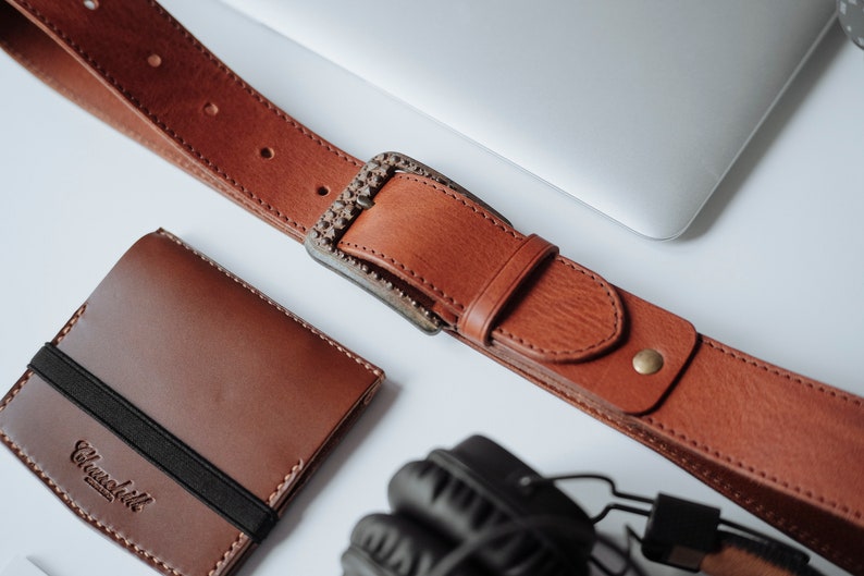 Cartera de cuero con clip de dinero, Cartera de cuero delgada, Cartera con clip, Cartera marrón, Cartera minimalista, Cartera de tarjeta, Titular de tarjeta, Cartera de negocios imagen 4