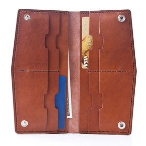 Handmade Leather brown long wallet Sonant image 4