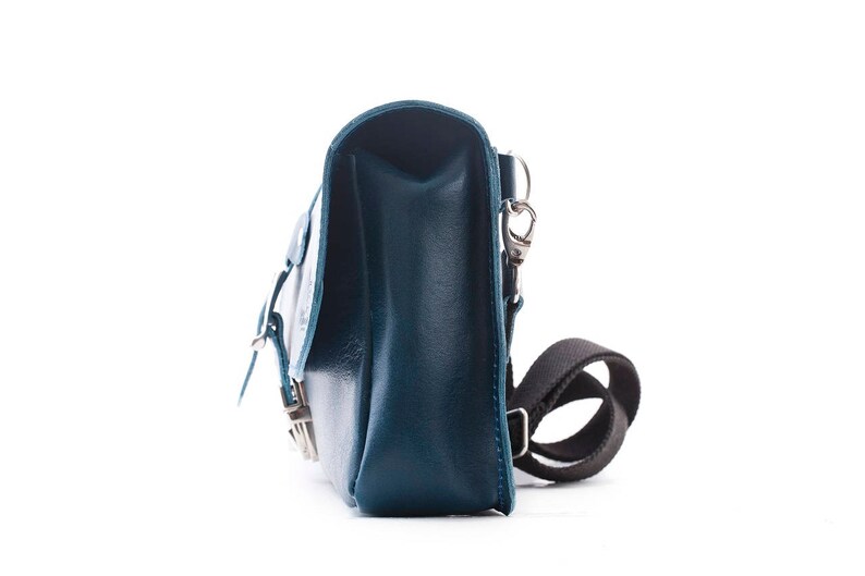 Blue leather man bag,Small Leather Chest Bag,Small handbag men leather,Leather Shoulder or Cross Body Handbag,Travel men bag, bum bag image 3