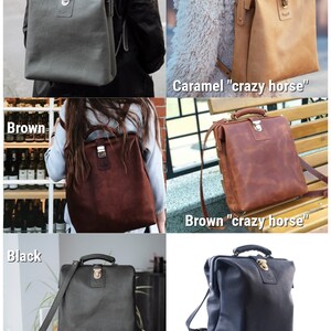 Caramel Leather backpack, Handmade Leather frame bag, Leather backpack rucksack, Leather Rucksack Handmade, Leather rucksack doctor bag image 6