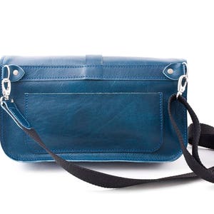 Blue leather man bag,Small Leather Chest Bag,Small handbag men leather,Leather Shoulder or Cross Body Handbag,Travel men bag, bum bag image 4