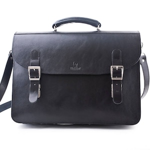 Black Leather Briefcase,Handmade men Briefcase,Leather office bag,Handmade messenger bag gift,Leather messenger bag,Messenger with zipper
