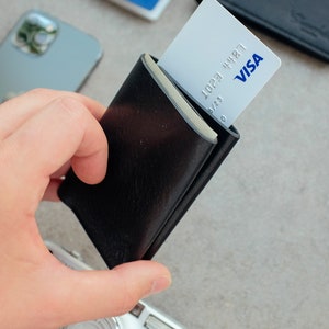 Slim Leather Card Holder, Credit holder red, Mens leather credit holder, Leather card case, Business card holder,Minimalist card wallet