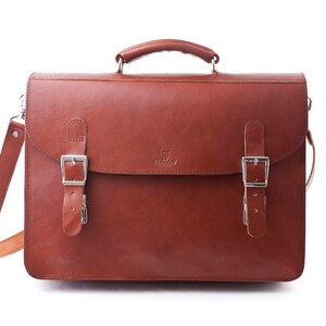 Handmade Tan Leather Briefcase, Leather Briefcase, Messenger men bag, Travel messenger bag, Business Briefcase, Gift men bag, office bag image 5