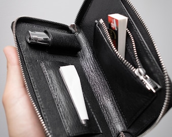 Hand Stitched Leather Tobacco Pouch, Leather Tobacco Case, Leather Tobacco Bag, Tobacco Accessories, Leather Cigarette Case, Tobacco Holder