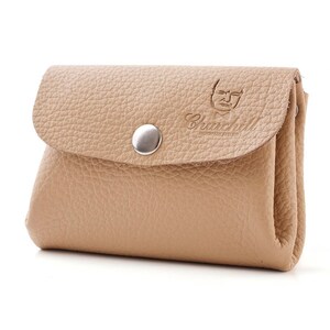 Cartera para monedas, Cartera beige, Cartera pequeña, Cartera mujer, Cartera de cuero, Cartera tarjeta de crédito, Cartera de cuero hecha a mano regalo, monedero imagen 3