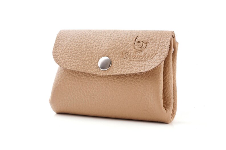 Cartera para monedas, Cartera beige, Cartera pequeña, Cartera mujer, Cartera de cuero, Cartera tarjeta de crédito, Cartera de cuero hecha a mano regalo, monedero imagen 3