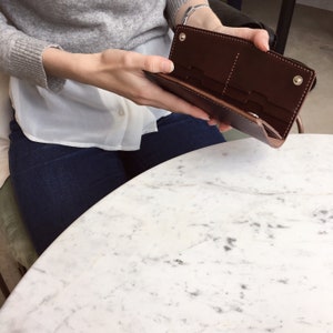 Handmade Leather brown long wallet Sonant image 8