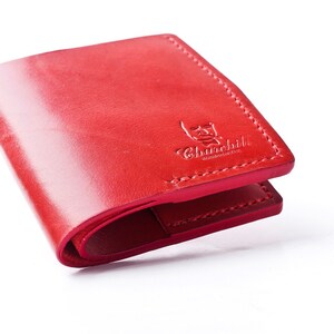 Cartera de cuero rojo, cartera de cuero regalo mujeres, cartera bifold de cuero, cartera de cuero rojo de las mujeres, cuero de la cartera de la tarjeta, cartera de viaje