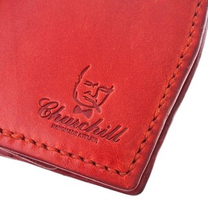 Bi-fold wallet Handmade Leather red Essential ducat with pocket for coins image 5