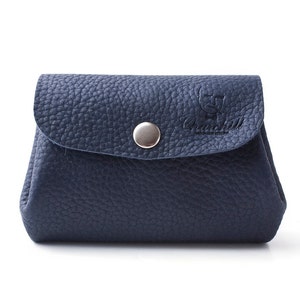 Cartera para monedas, Cartera azul marino, Cartera pequeña, Cartera mujer, Cartera de cuero, Cartera tarjeta de crédito, Cartera de cuero hecha a mano regalo, monedero imagen 2