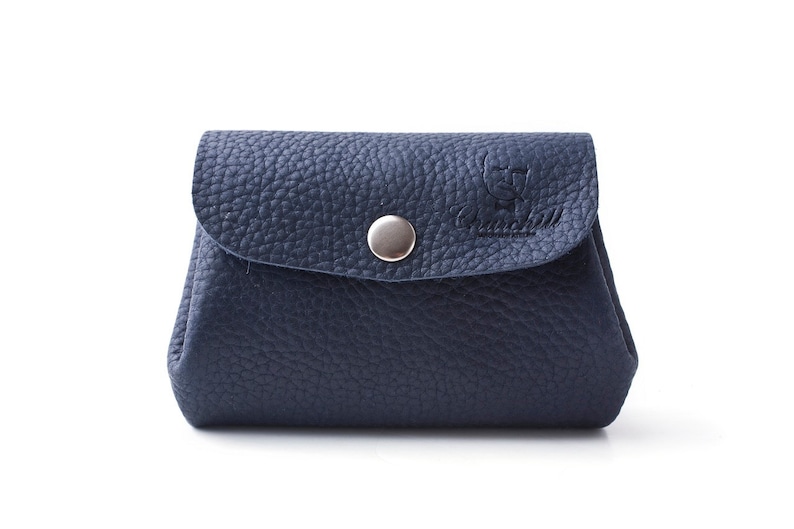 Cartera para monedas, Cartera azul marino, Cartera pequeña, Cartera mujer, Cartera de cuero, Cartera tarjeta de crédito, Cartera de cuero hecha a mano regalo, monedero imagen 2