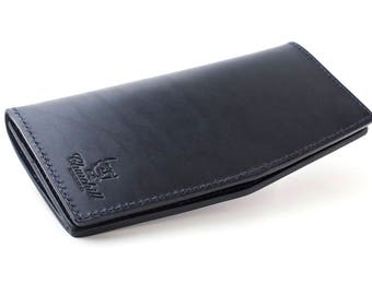 Handmade Leather navy long wallet «Sonant»