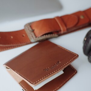 Cartera de cuero con clip de dinero, Cartera de cuero delgada, Cartera con clip, Cartera marrón, Cartera minimalista, Cartera de tarjeta, Titular de tarjeta, Cartera de negocios imagen 8