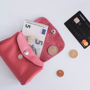 Monedero rosa, Monedero para monedas, Monedero pequeño, Monedero mujer, Monedero de cuero, Monedero tarjeta de crédito, Monedero de cuero hecho a mano regalo, monedero