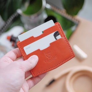 Titular de tarjeta de cuero delgado, titular de crédito rojo, titular de crédito de cuero para hombre, estuche de tarjeta de cuero, titular de tarjeta de visita, billetera de tarjeta minimalista