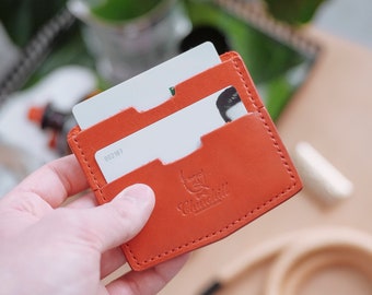 Slim Leather Card Holder, Credit holder red, Mens leather credit holder, Leather card case, Business card holder,Minimalist card wallet