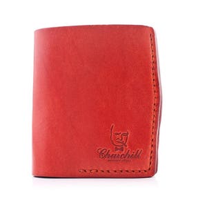 Bi-fold wallet Handmade Leather red Essential ducat with pocket for coins image 4