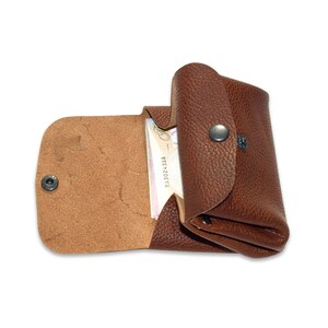 Cartera marrón de cuero hecha a mano, regalo de soporte de cuero, billetera para monedas, bolsa de cuero, cuero de las mujeres de la cartera, billetera de dinero con regalo de clip imagen 4