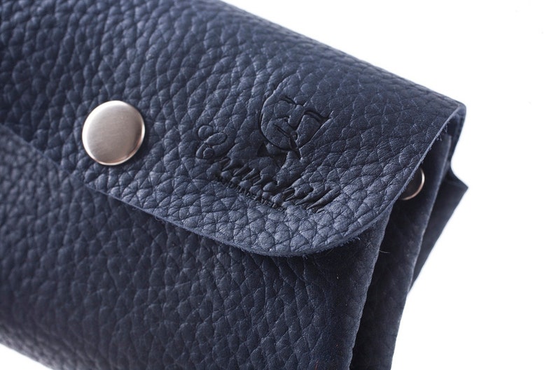 Cartera para monedas, Cartera azul marino, Cartera pequeña, Cartera mujer, Cartera de cuero, Cartera tarjeta de crédito, Cartera de cuero hecha a mano regalo, monedero imagen 5