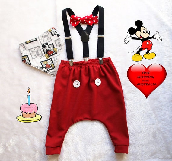 Cake Smash Outfit Boy Mickey Mouse 1st Birthday Outfitboys Etsy