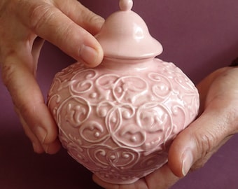 Pet Urn In Pink, Artistic Pet Urns, Pink Cat Urns, Pink Dog Cremation Urn, Memorial Pet Urns, Keepsake Urn, Pet Burial Urn, Ceramic Pet Urn