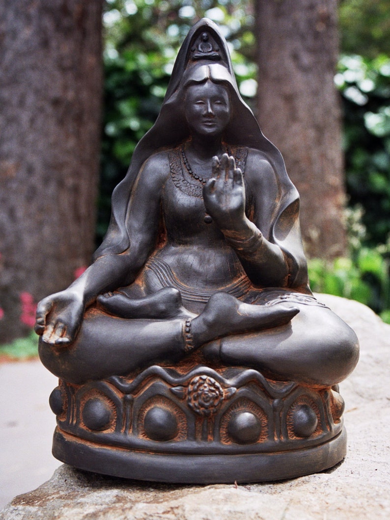 Kuan Yin Statue, Garden Goddess, Outdoor Sculpture, Buddhist Deity, Goddess Statue, Altar Decor, Goddess of Mercy, Spiritual Art, Kwan Yin image 1