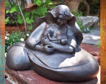 Mother and Child Figurative Resin Sculpture, Lactation Art, Motherhood Figurine, Mother and Child Statue, Pregnancy Art, Gifts For New Moms