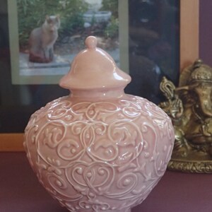 Pet Urn In Pink, Artistic Pet Urns, Pink Cat Urns, Pink Dog Cremation Urn, Memorial Pet Urns, Keepsake Urn, Pet Burial Urn, Ceramic Pet Urn
