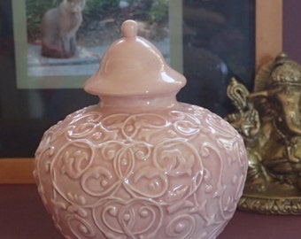 Pet Urn In Pink, Artistic Pet Urns, Pink Cat Urns, Pink Dog Cremation Urn, Memorial Pet Urns, Keepsake Urn, Pet Burial Urn, Ceramic Pet Urn