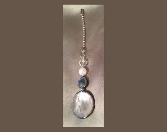 Ceiling Fan Or Lamp Pull Slate Blue Pearl Crystal
