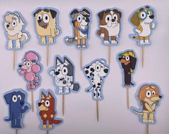 Décorations pour cupcakes Bluey Friends | Lot de 12
