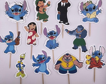Adornos para cupcakes de Stitch / Juego de 12