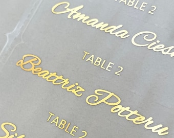 Foil Wedding Place Card Stickers - Personalized Seating Chart Labels (30 Labels per Sheet)