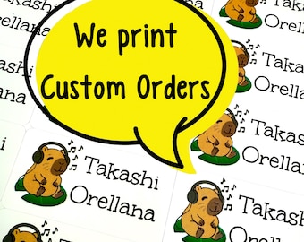 Custom character cartoon Waterproof stickers School Labels, Personalized Kids Name Stickers