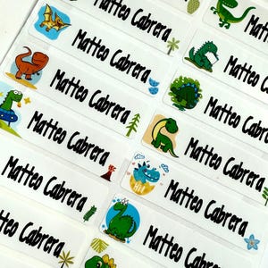 Dinosaur Name Labels: Personalized Waterproof School Stickers