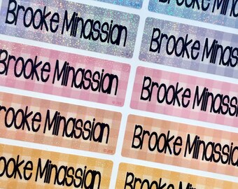Personalized Glitter Chevron Stickers – Waterproof Name Labels for School, Daycare